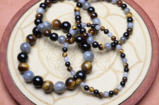 Bracelet Triade Tigre, Obsidienne & Labradorite