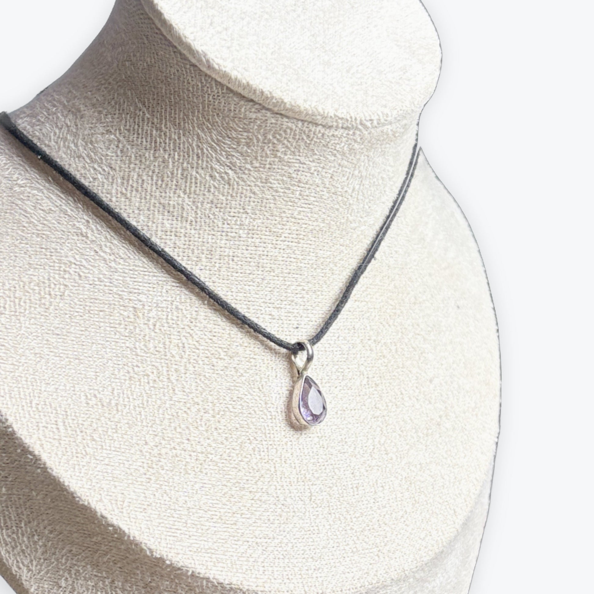 Pendentif Amethyste goutte | sertis clos Argent 925