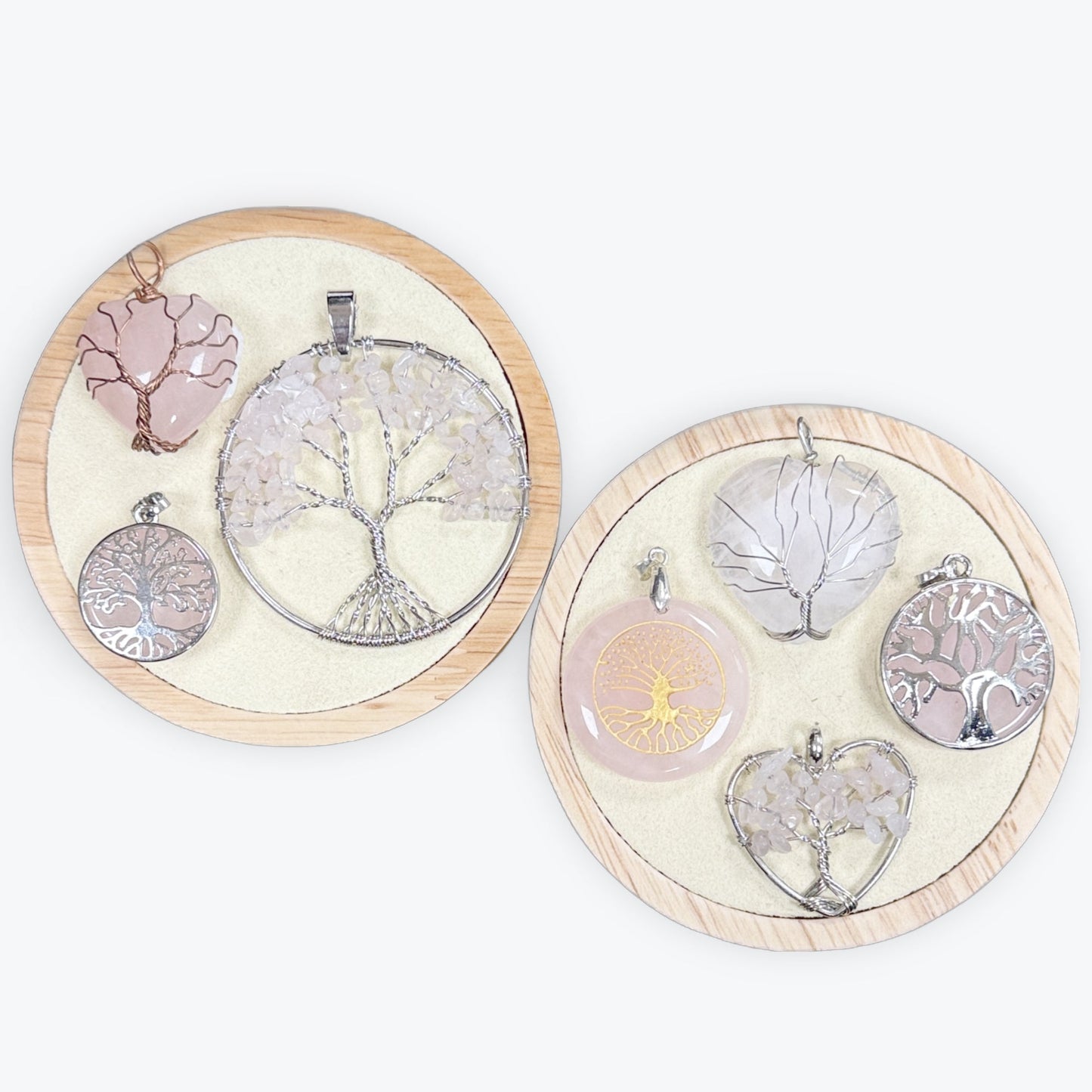 Pendentif Quartz Rose Arbre De Vie