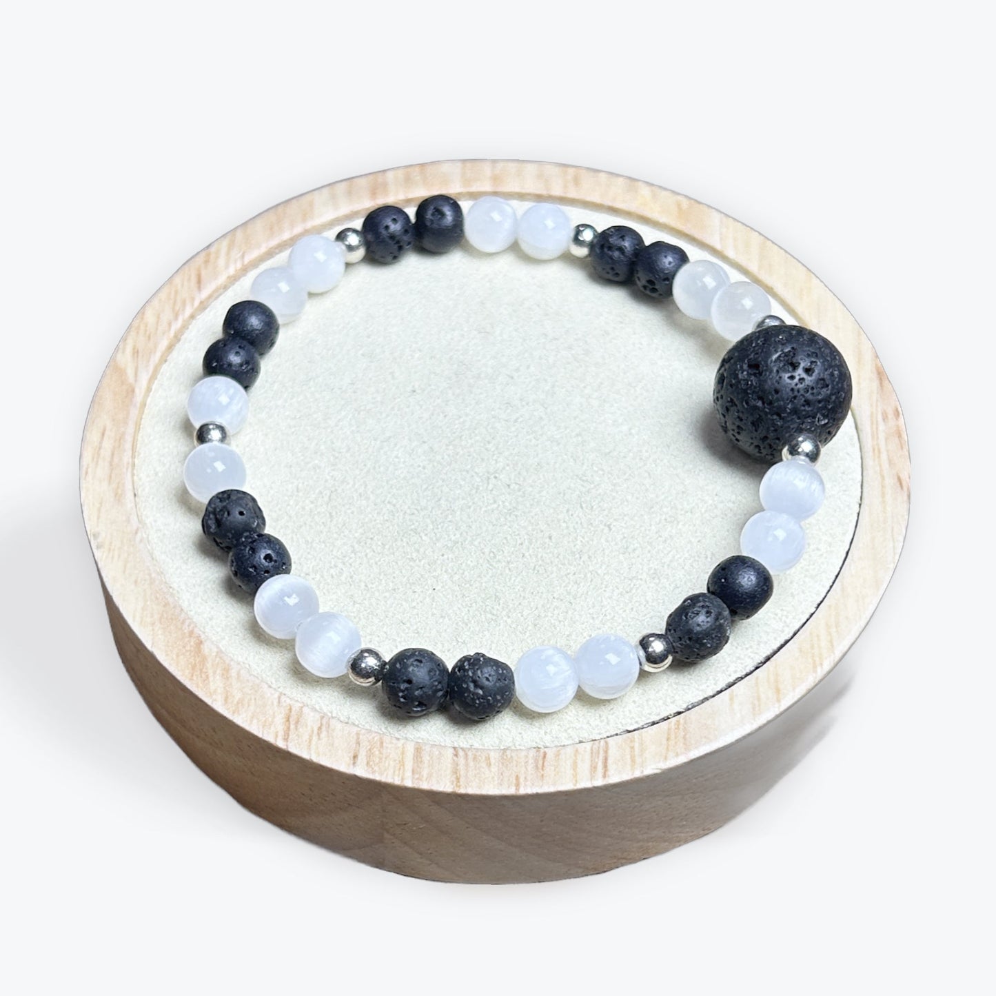 Bracelet Pierre De Lave Et Sélénite