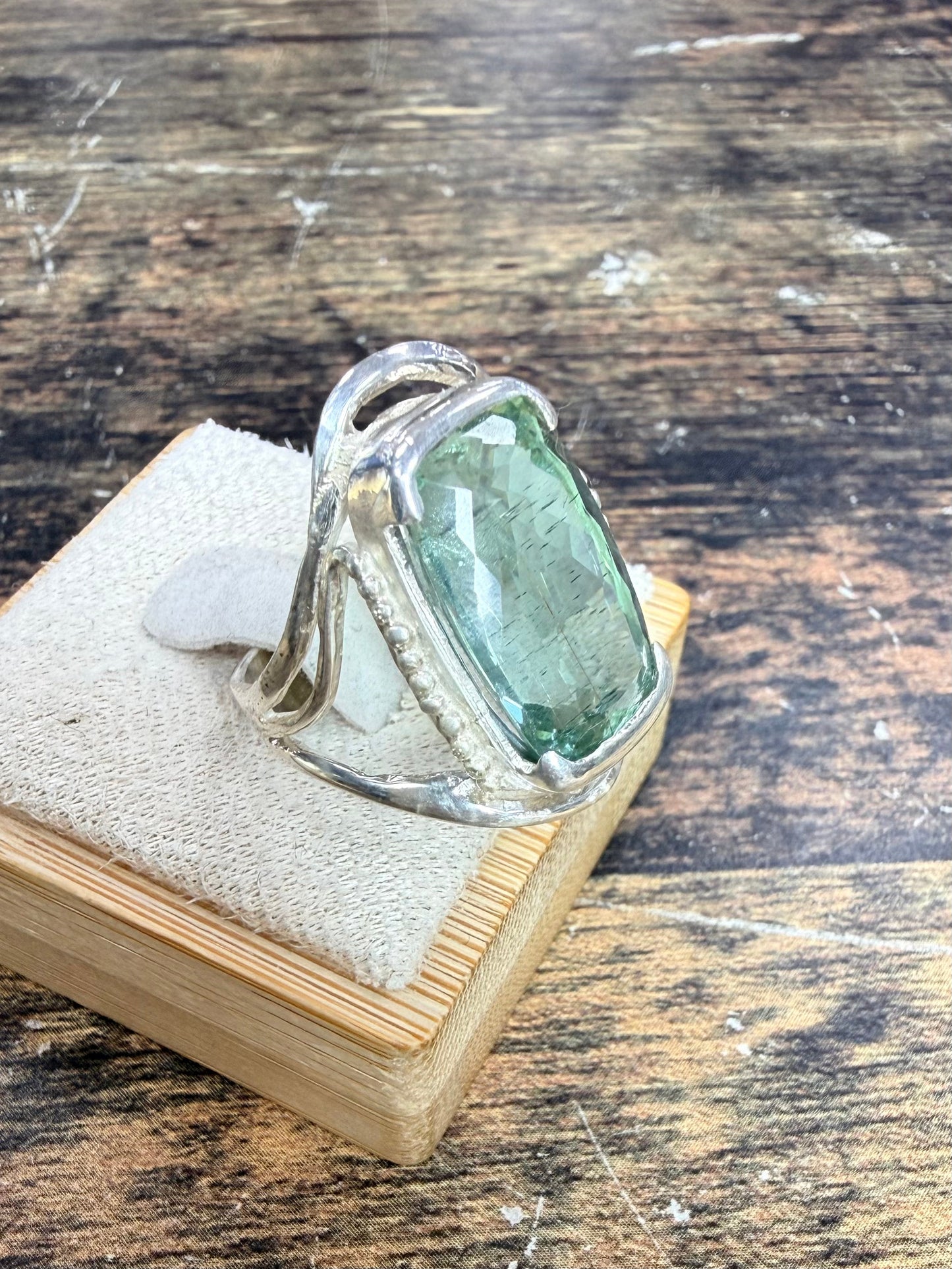 Bague Prasiolite retangulaire