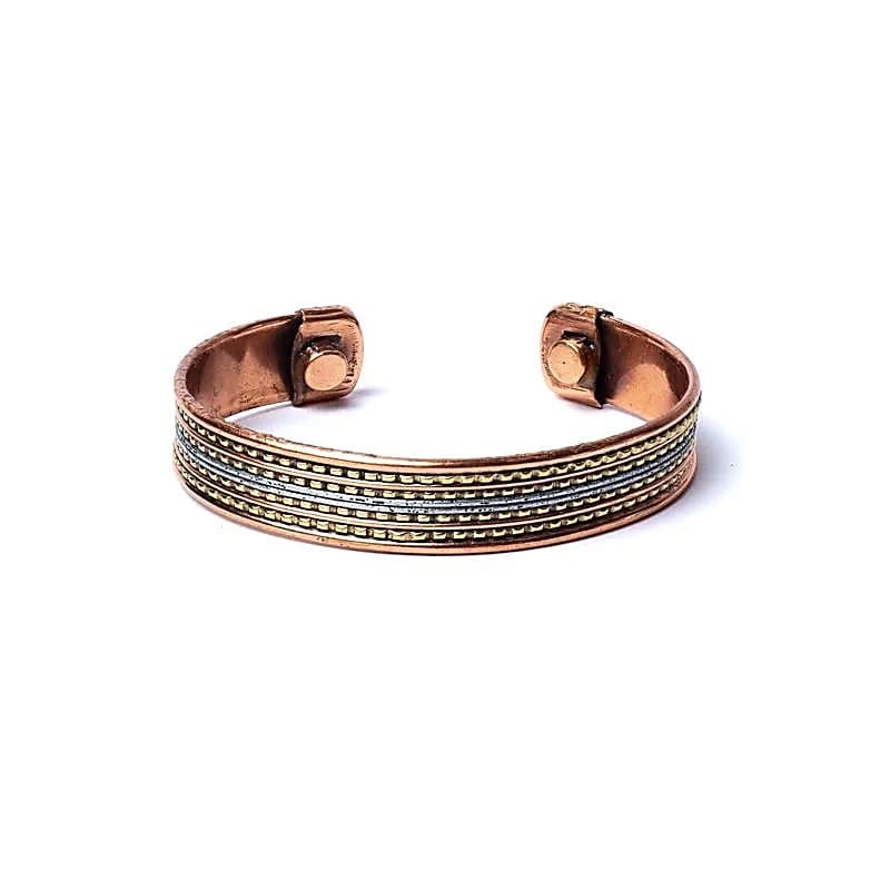 Bracelet cuivre magnétique motif bandé
