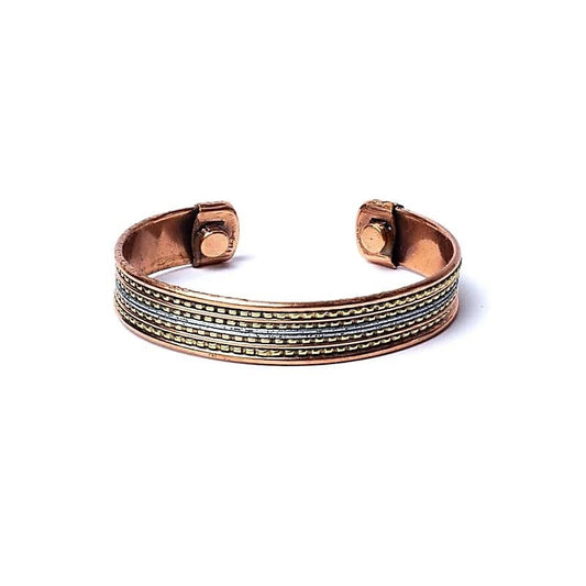 Bracelet cuivre magnétique motif bandé
