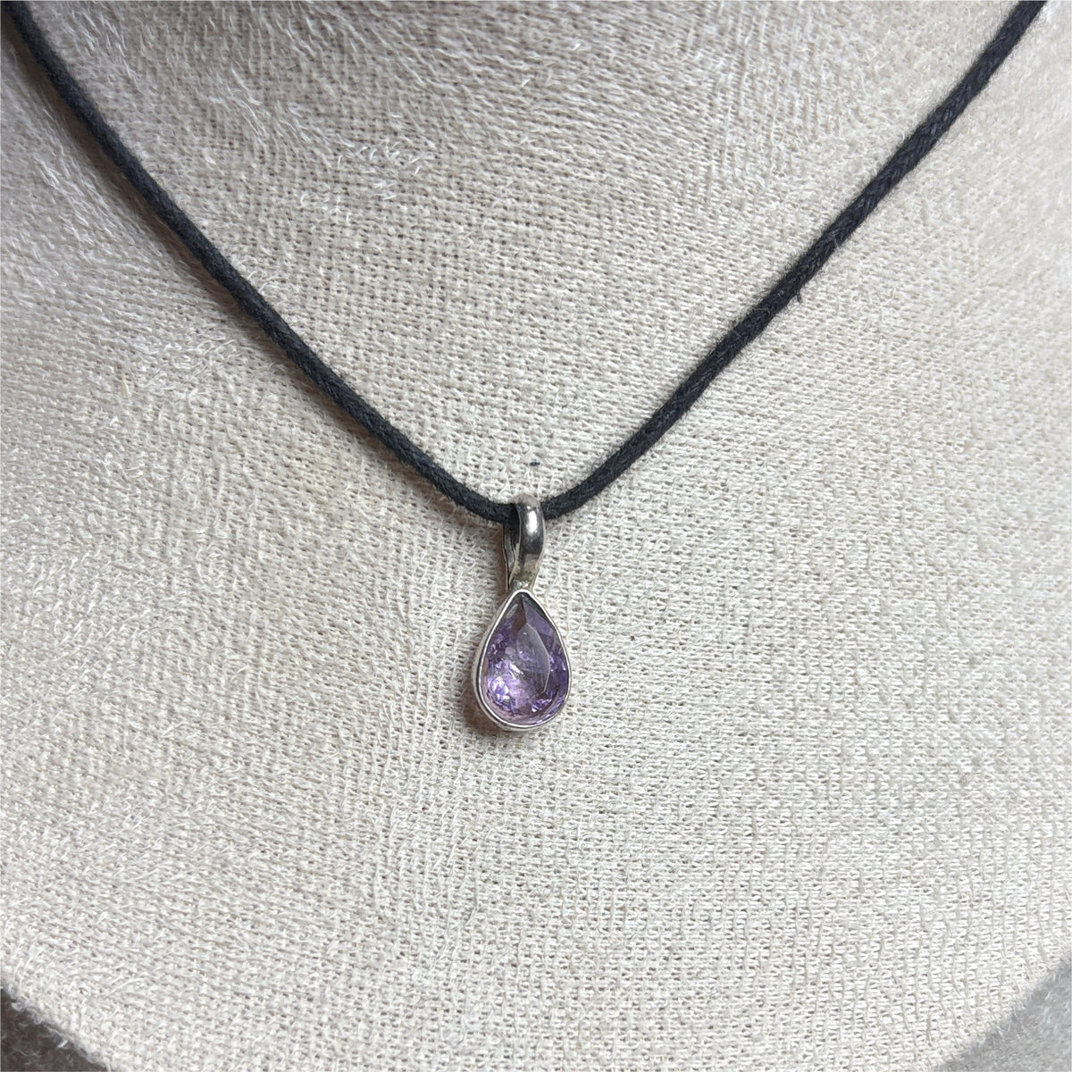 Pendentif Améthyste goutte - sertis clos Argent 925