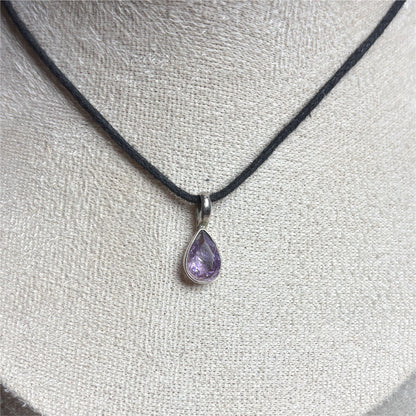 Pendentif Améthyste goutte - sertis clos Argent 925