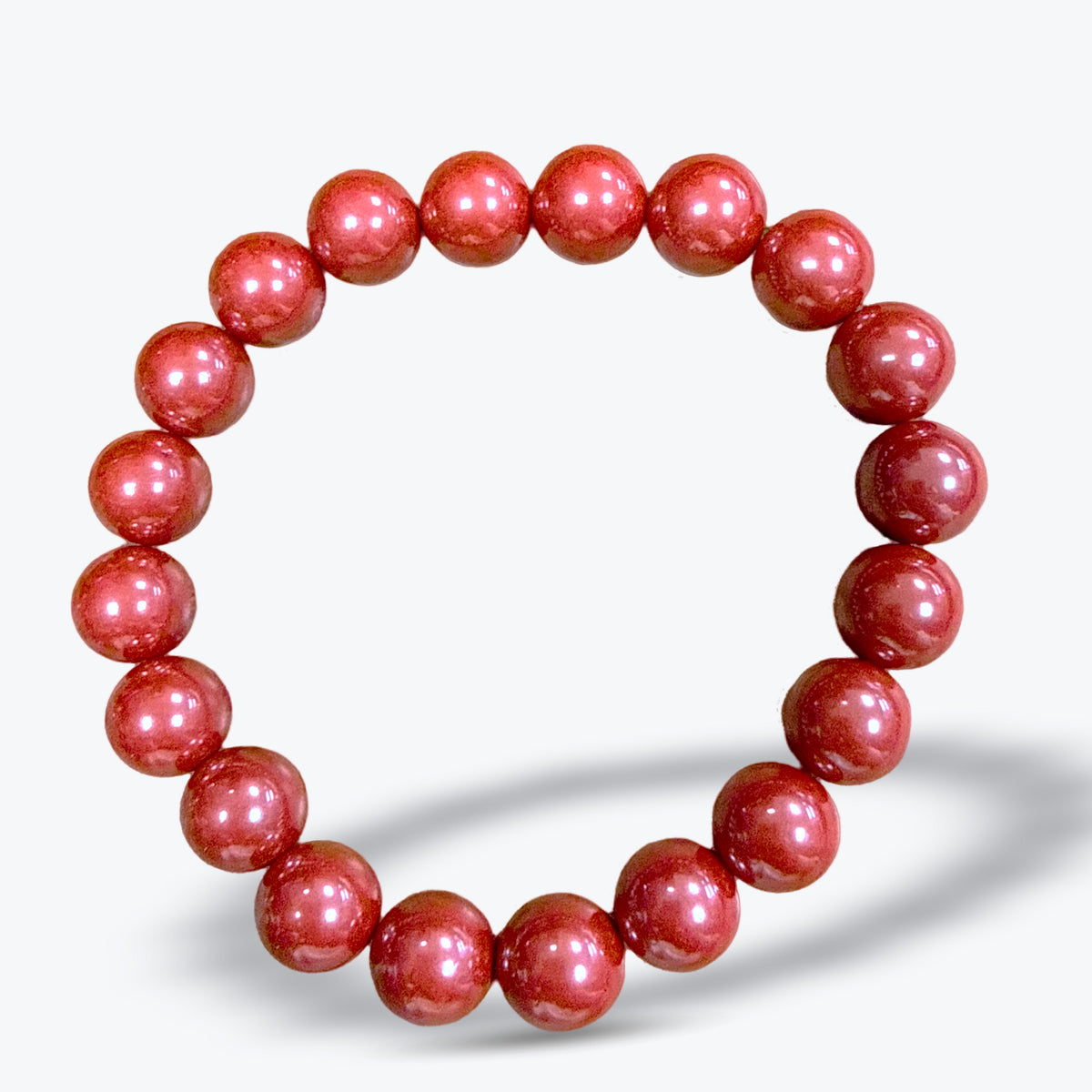 Bracelet Sphère en Cinnabar Naturel rouge – perles 10 mm – environ 38 g
