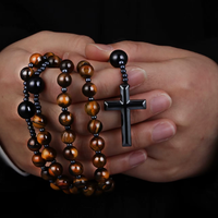 Chapelet Œil de Tigre Croix Hématite