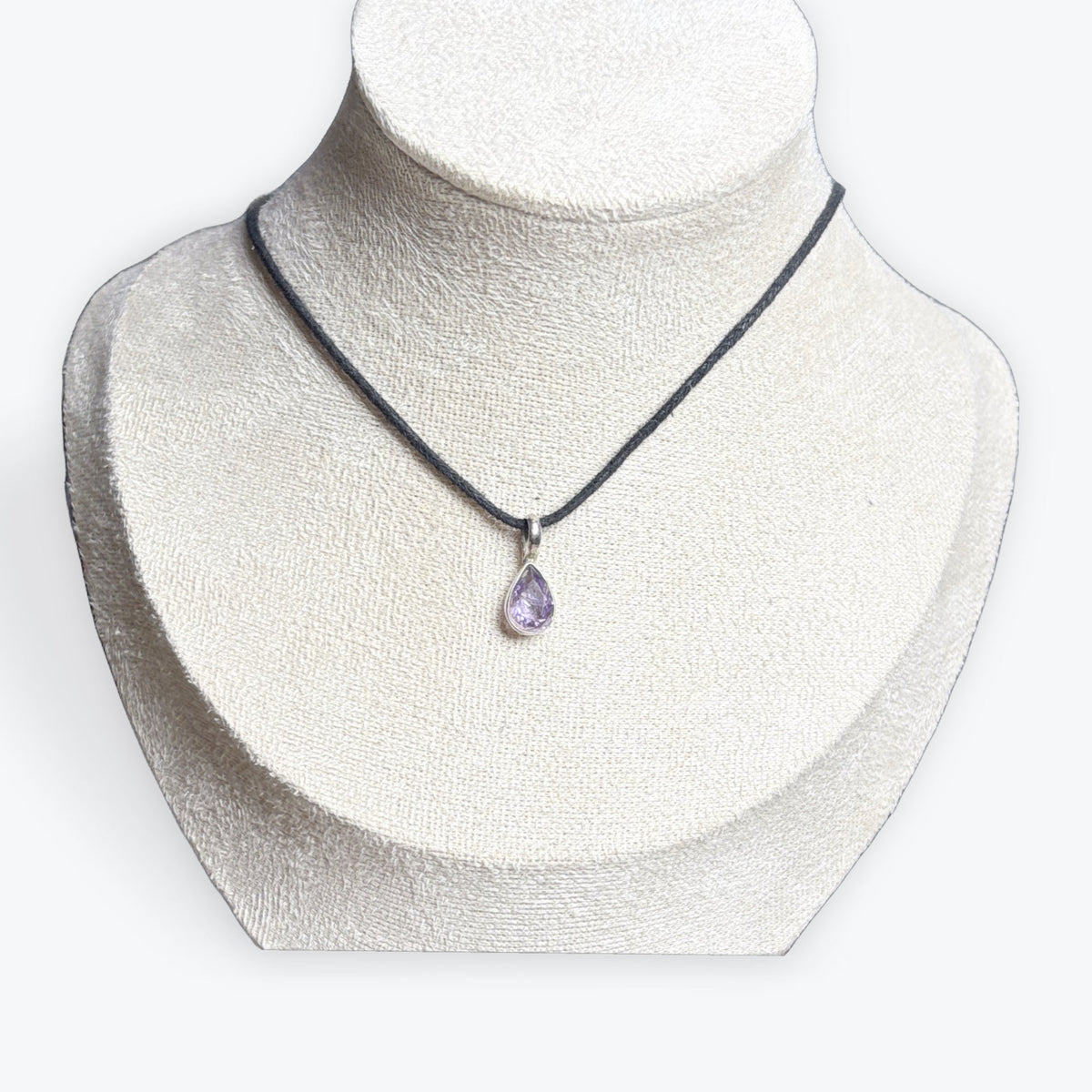Pendentif Améthyste goutte - sertis clos Argent 925