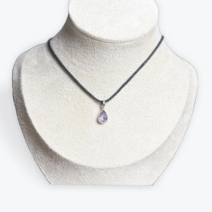 Pendentif Améthyste goutte - sertis clos Argent 925