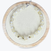 Bracelet En Citrine Et Perles + Fermoir En Argent