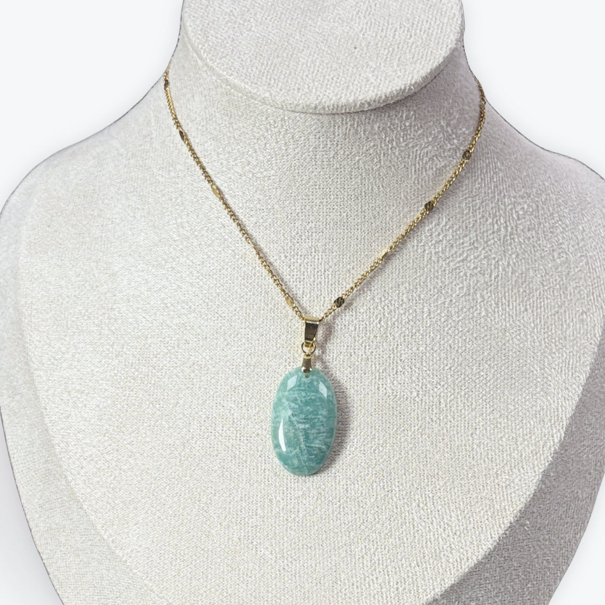 Pendentif Amazonite Ovale - Avec belière
