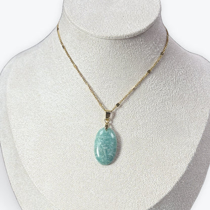 Pendentif Amazonite Ovale - Avec belière