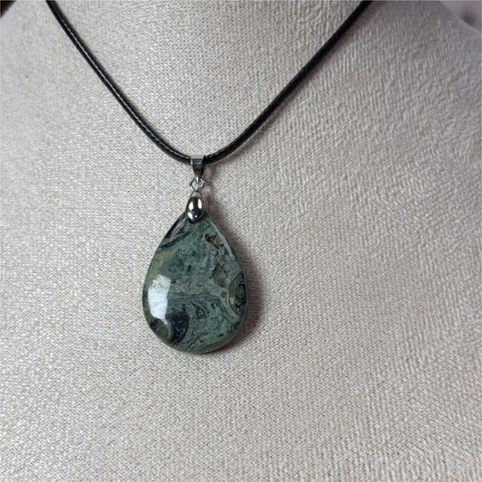 Pendentif Jaspe Kambaba - Bélière Acier Inoxydable