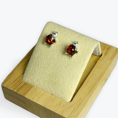 Boucle d'oreilles Ambre puces coccinelles - Argent 925