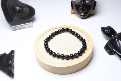 Bracelet Obsidienne Dorée