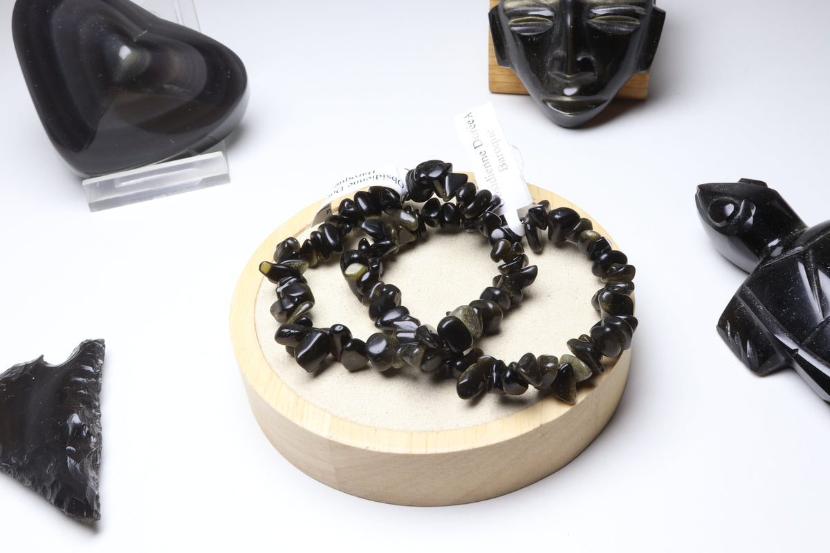 Bracelet Obsidienne Dorée