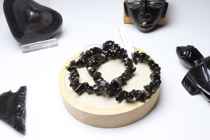 Bracelet Obsidienne Dorée