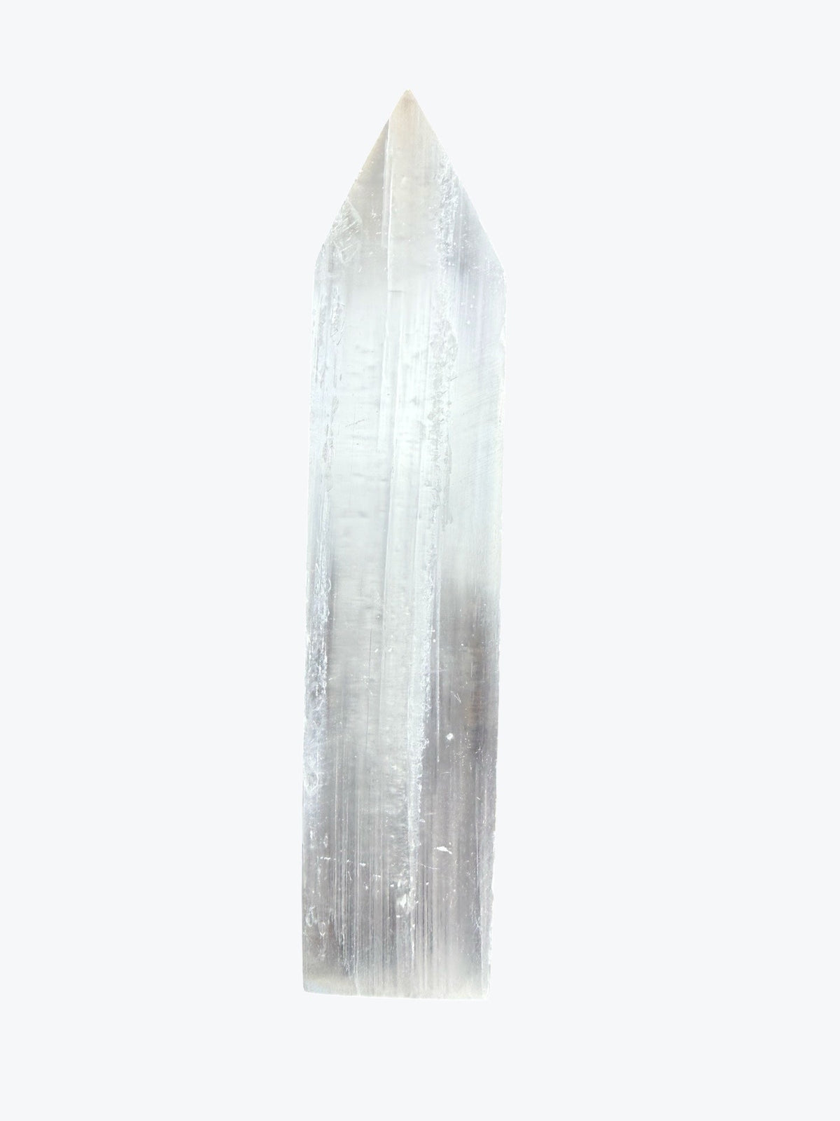 Plaque plate avec pointe en Sélénite naturel, 19x4 cm, environ 160 g