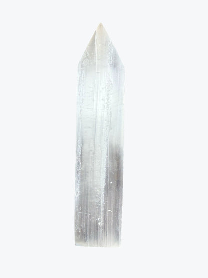 Plaque plate avec pointe en Sélénite naturel, 19x4 cm, environ 160 g