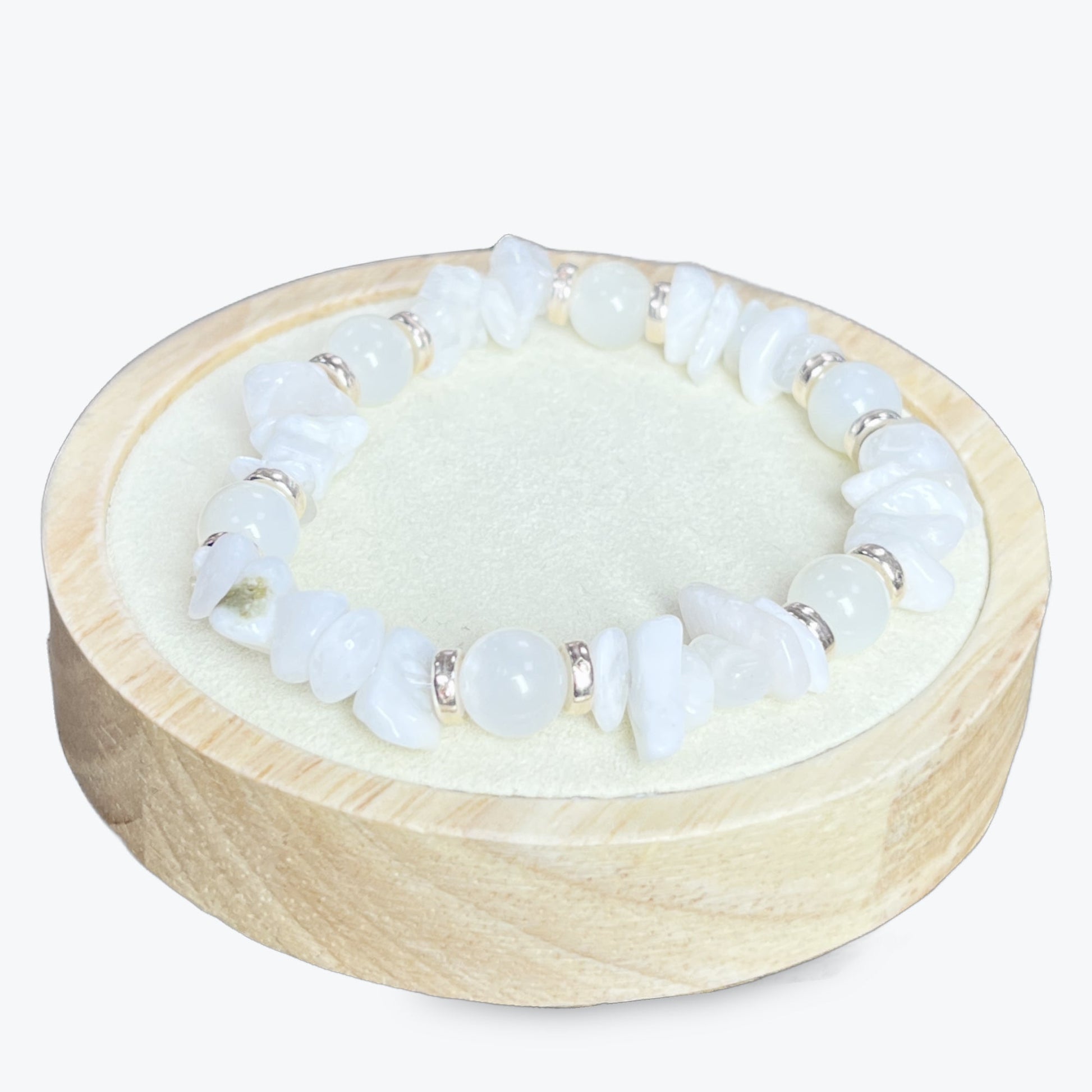 Bracelet Pierre De Lune Blanche Baroque et perles rondes