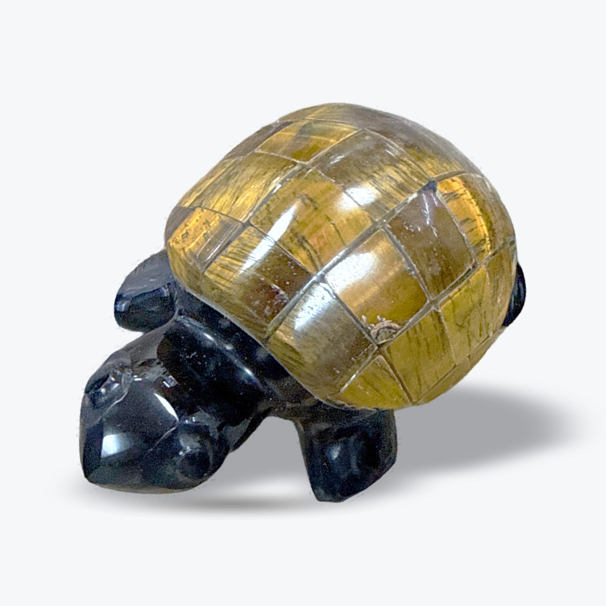 Tortue en Pierre Naturelle du Mexique – Nacre, Œil de Tigre ou Obsidienne - Pièce unique