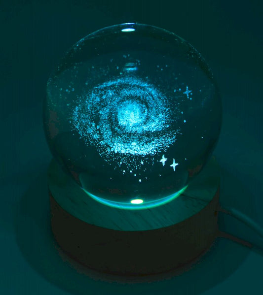 Veilleuse USB Verre Galaxie Multicolore 9cm