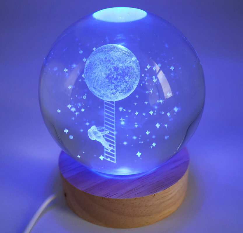 Veilleuse USB Verre Escapade Lunaire Multicolore 9cm