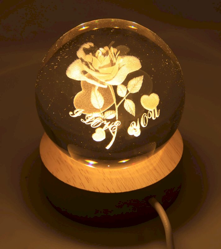 Veilleuse USB Verre Rose 6cm