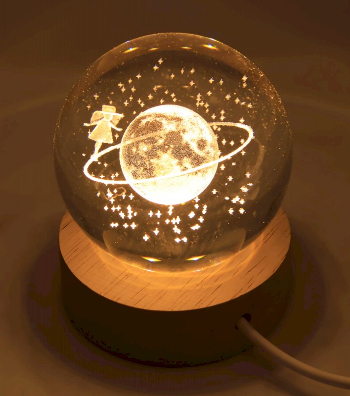 Veilleuse USB Verre Saturne 9cm