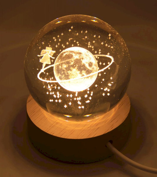 Veilleuse USB Verre Saturne 9cm