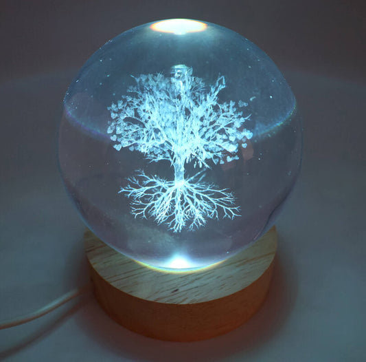 Veilleuse USB Verre Arbre de Vie 9 cm — Multicolore