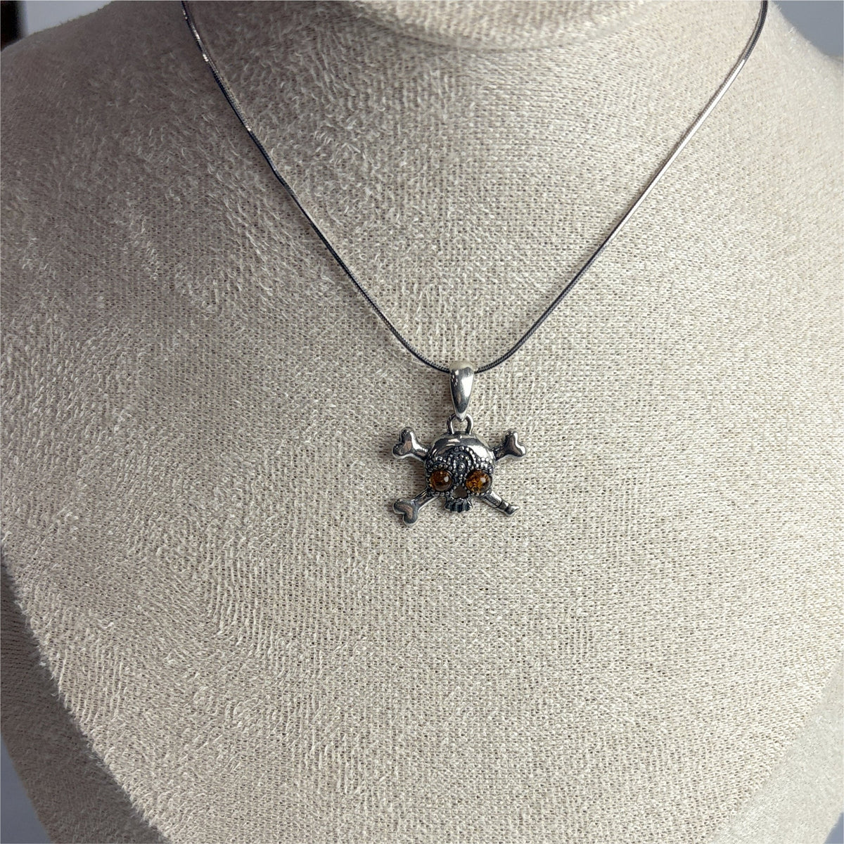 Pendentif Ambre Crâne Onepiece - Argent 925