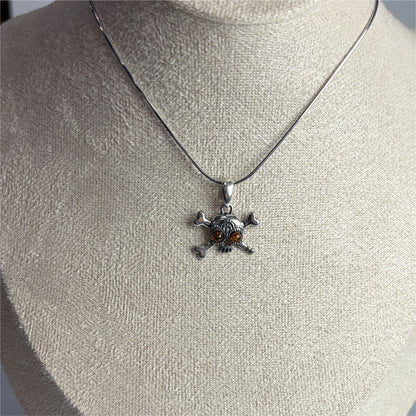 Pendentif Ambre Crâne Onepiece - Argent 925
