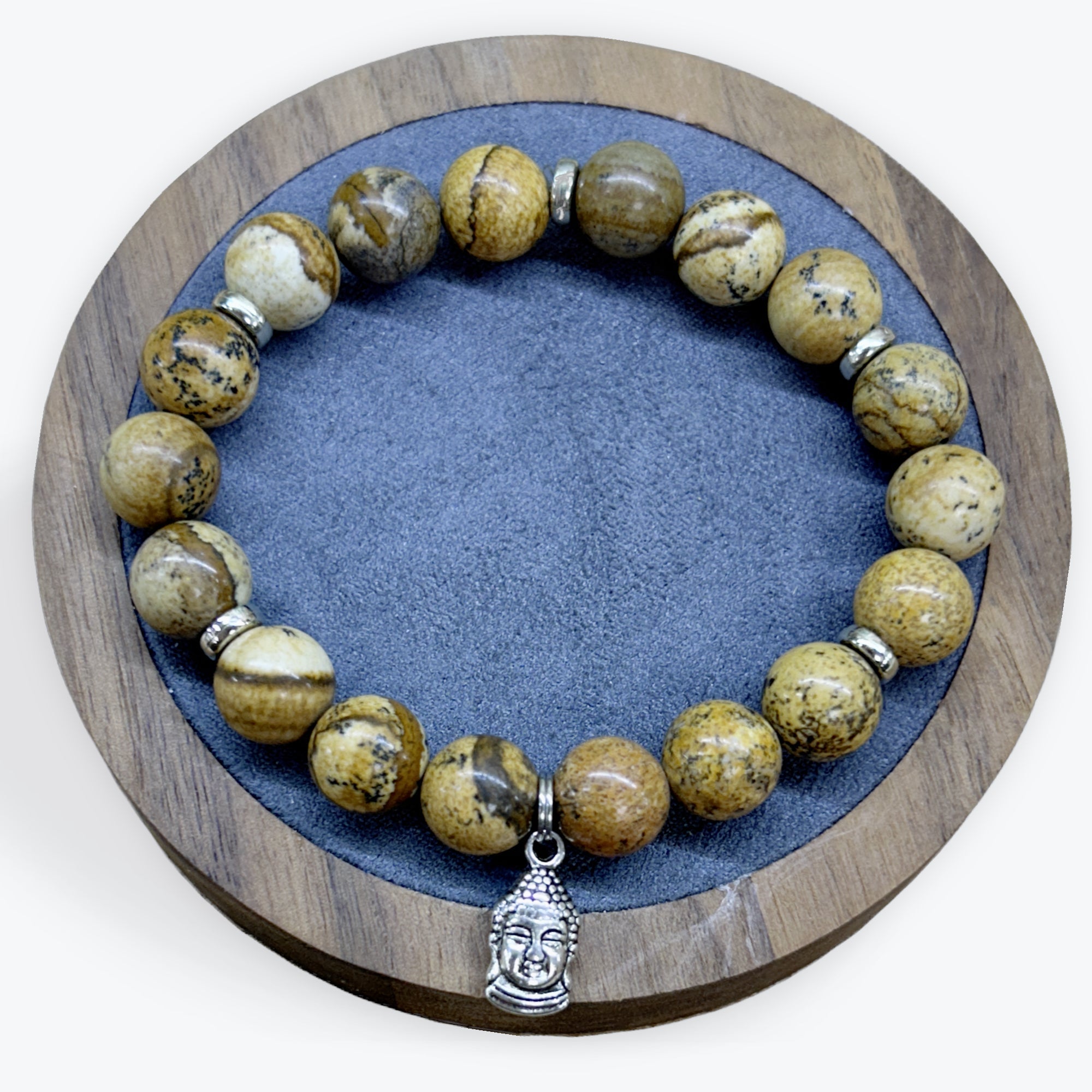 Bracelet Jaspe Paysage 10mm Apprêt