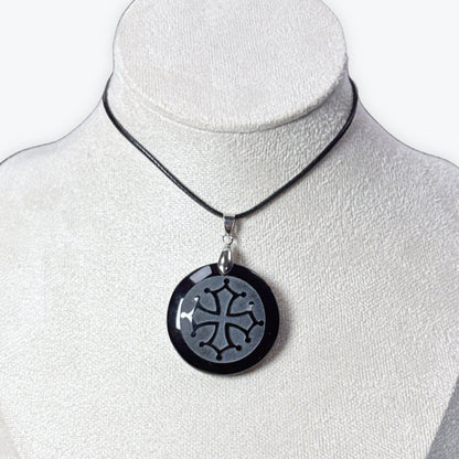 Pendentif Obsidienne Noir | Croix Occitanie