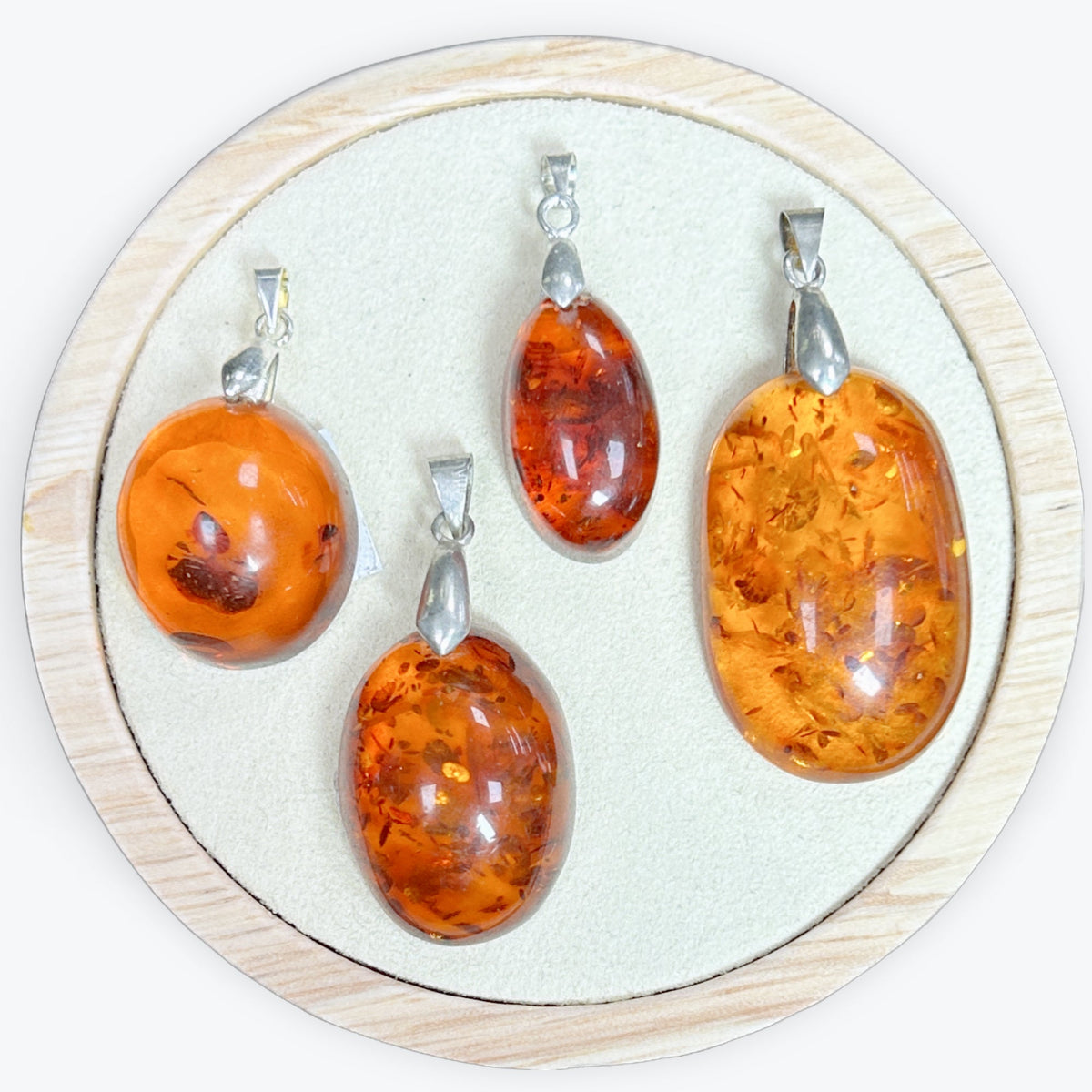 Pendentif Ambre Cabochon — 4 Modèles