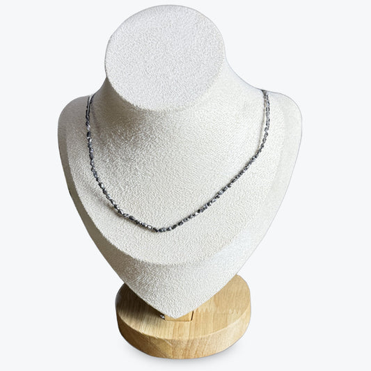 Collier Facette Plat Diamant Noir