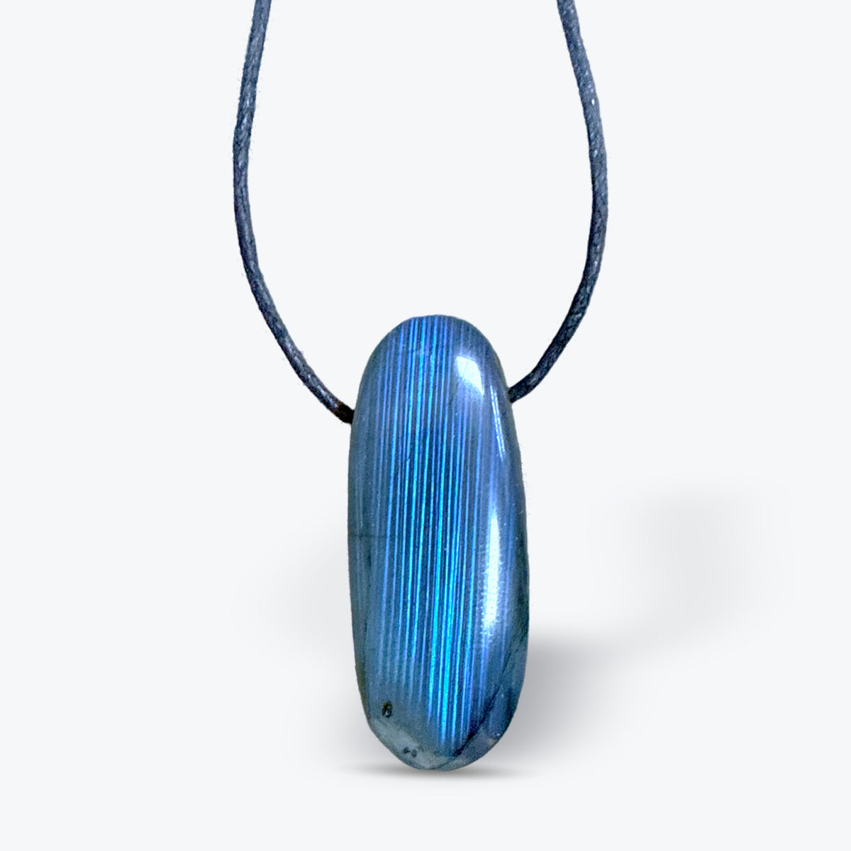 Pendentif en Labradorite Naturelle grise, percé sur le côté - Pièce unique
