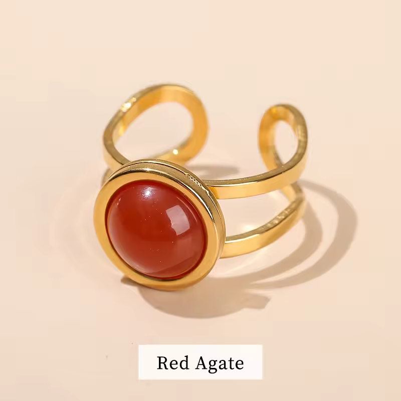 Bague Ajustable en Acier Inoxydable - Cornaline