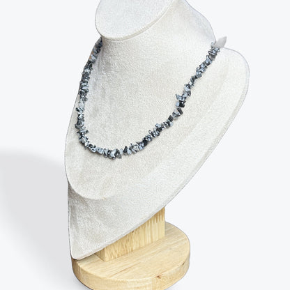 Collier Obsidienne Neige Baroque - 2