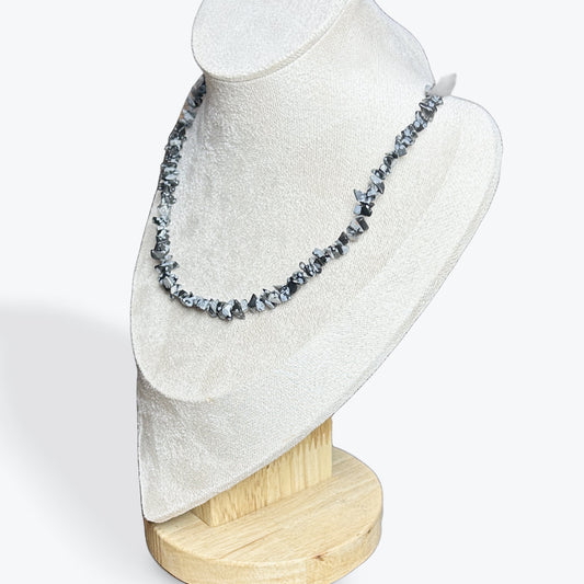 Collier Obsidienne Neige Baroque - 2