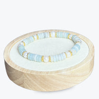 Bracelet En Amazonite Avec Perles Et Décorations Fleurs Dorées