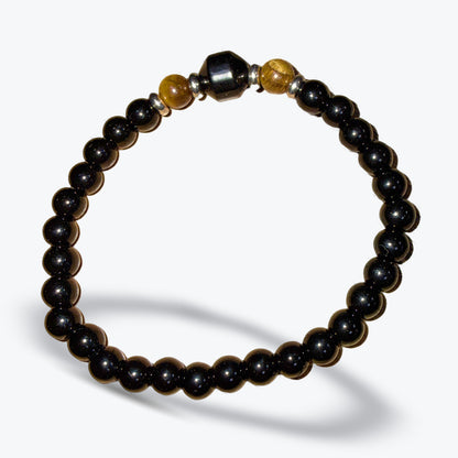 Bracelet en Onyx Naturel noir Mix - Perles rondes 6 mm – Améthyste ou Œil de tigre