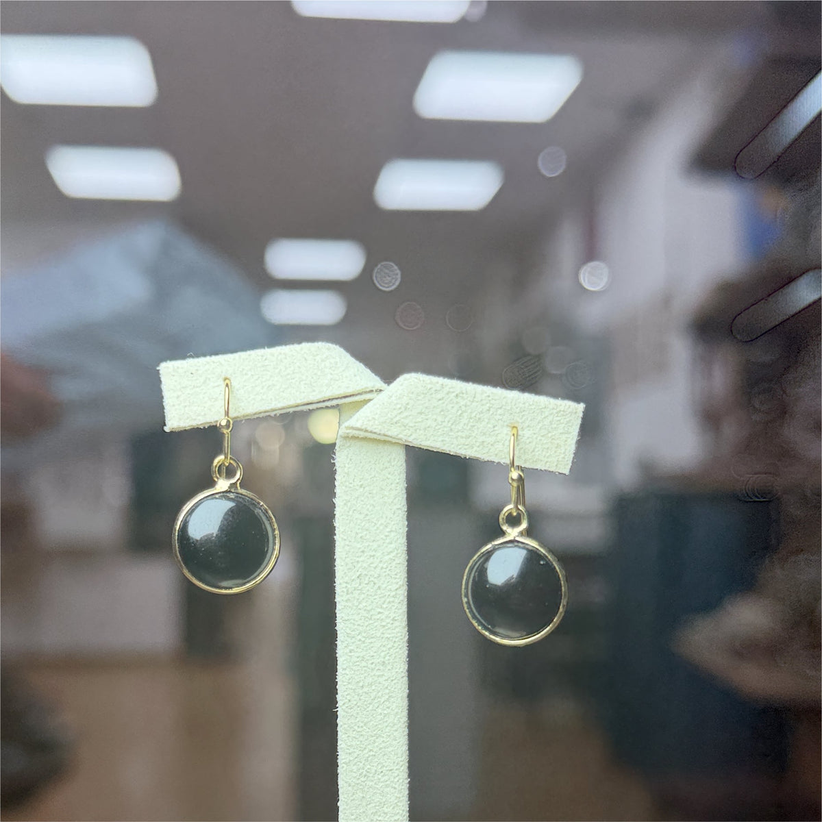 Belle boucles d'oreilles onyx En Forme De rond