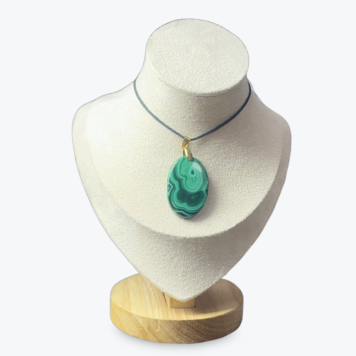 Pendentif Malachite Ovale — 3,5 à 3,8 cm