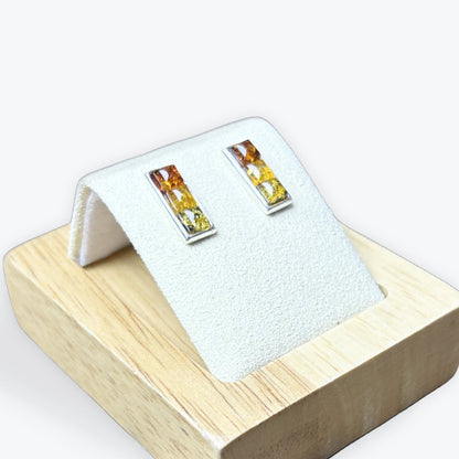 Boucles d'oreilles Ambre carré triple couleur - Argent 925