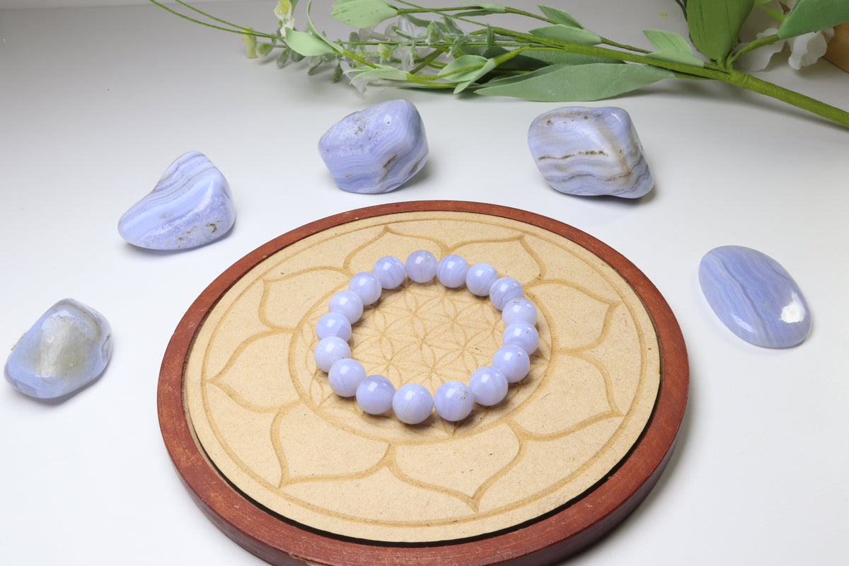 Bracelet Calcédoine bleu