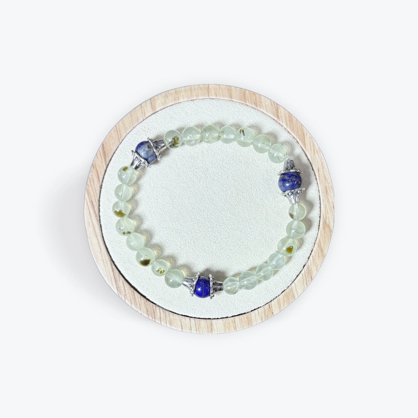 Bracelet Prehnite - Lapis Lazuli 6mm avec apprêts - 3