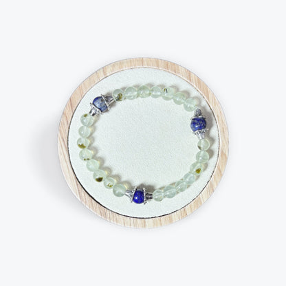 Bracelet Prehnite - Lapis Lazuli 6mm avec apprêts - 3