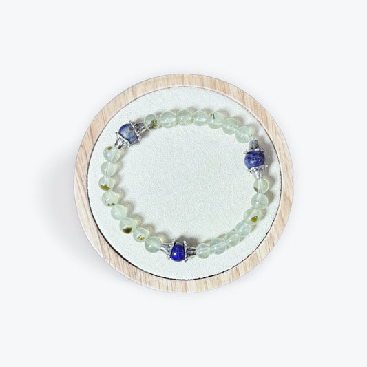Bracelet Prehnite - Lapis Lazuli 6mm avec apprêts - 3
